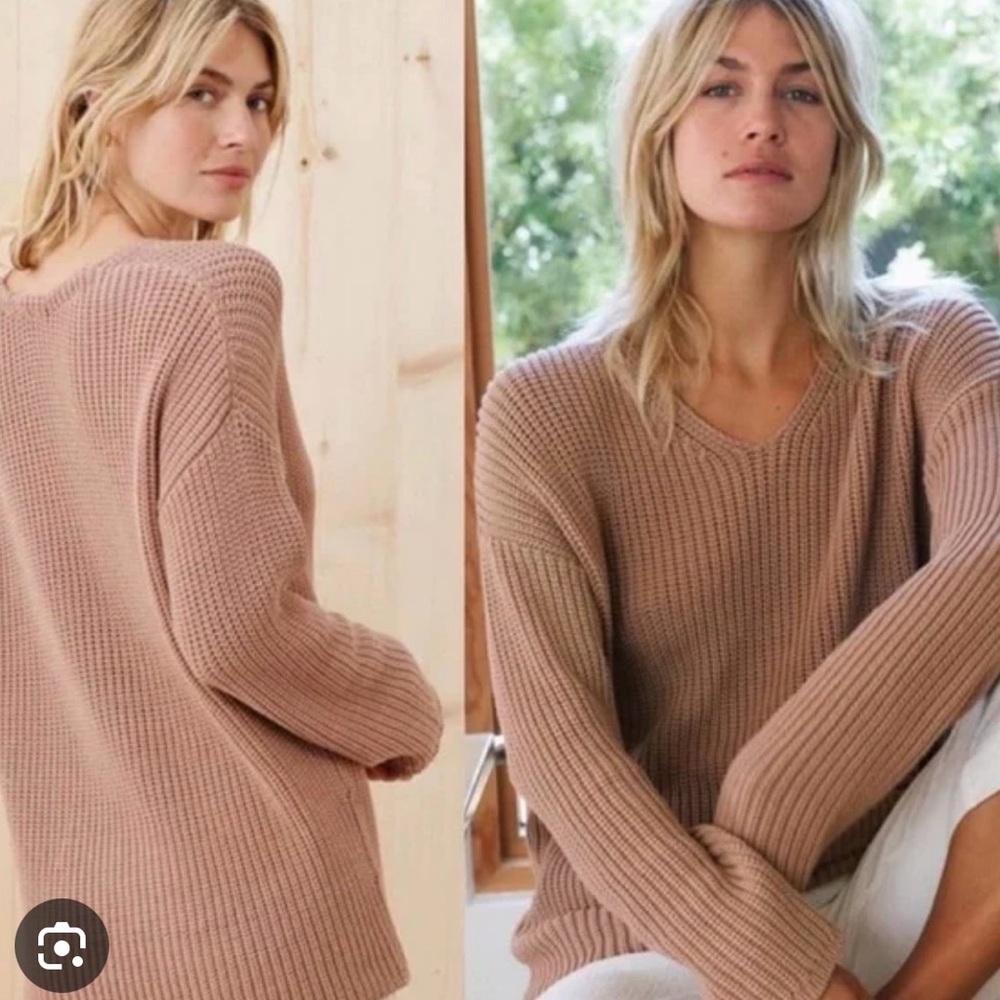 Jenni Kayne Cotton Cabin Sweater in Dusty Rose